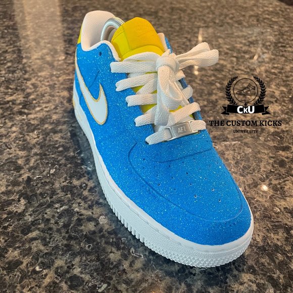 "Varsity Blue" Glitter Nike Air Force 1 Custom - Picture 1 of 5